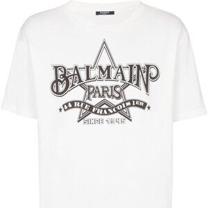 Vintage Star and Text Heritage Graphic White Cotton T-shirt